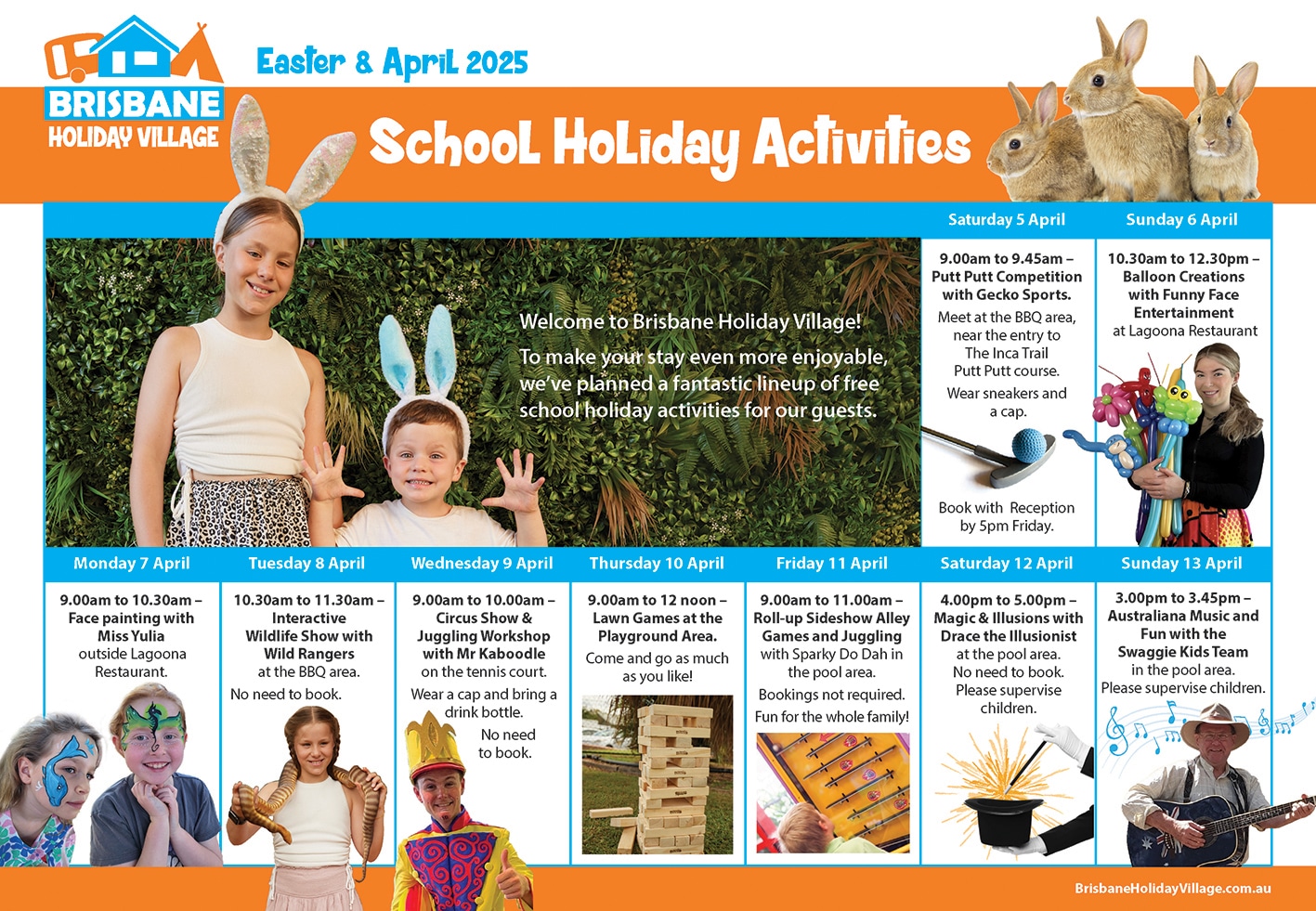 April 2025 School Holiday & Easter Activities at Brisbane Holiday Village